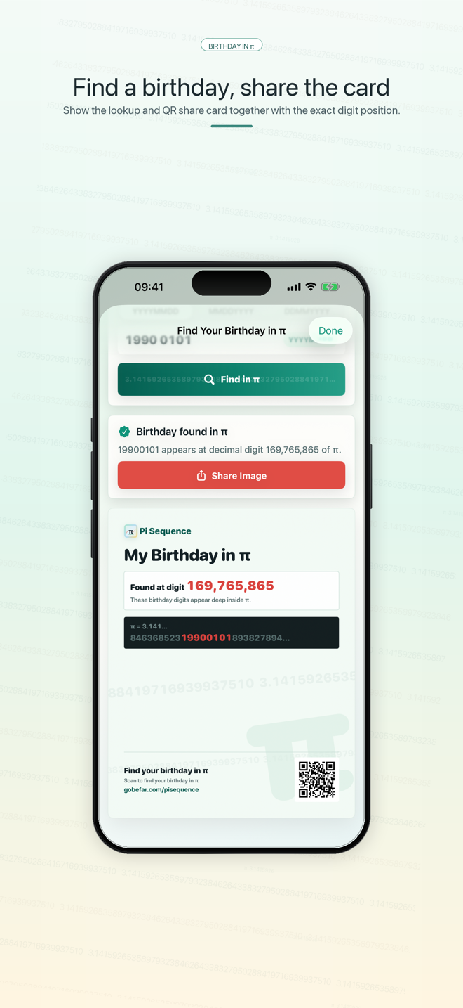 Find your birthday in pi screenshot