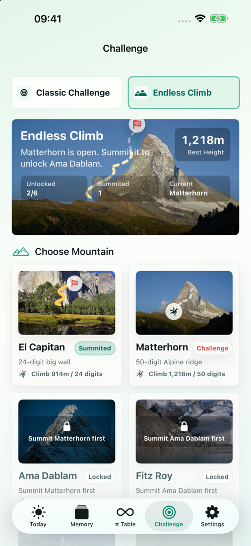 Pi Sequence Challenge screen