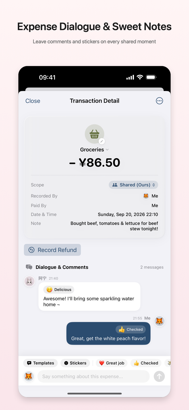 Expense Dialogue screenshot